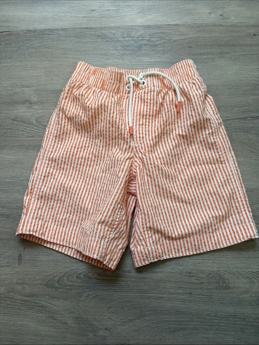 GAP Seersucker Orange & White Striped Size 5 Swim Trunks